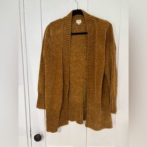Chenille mustard yellow Open-Front Sweater